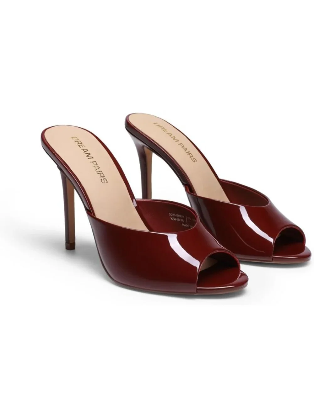 DREAM PAIRS Women's Red Mule High Heels Stiletto Open Round Peep Toe Shoes